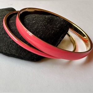J.Crew Neon Pink and Gold Enamel Bangles
